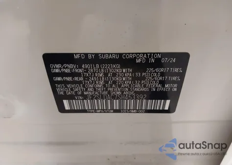 2025 Subaru Forester z USA, uszkodzony, nr VIN JF2SLDAC7SH453392